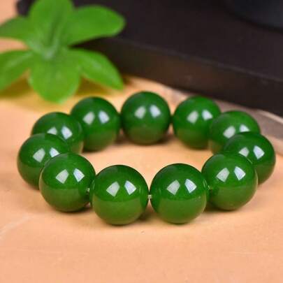 Pulseira de Ágata com Propriedades Curativas Naturais, Pulseira de Contas de Jade, Unissex, Pulseira Minimalista, Joia com Pedras Preciosas, Joia Feminina Elegante, Presente Ideal para as Festas, Presente de Verão para Ela