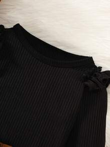 Conjunto de 3 piezas para niñas de 4 a 7 años, que incluye: blusa de manga larga con mangas cortas en negro, falda de pana de princesa con cinturón, conjunto de moda para uso diario, escuela y fiestas