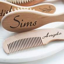 3 paquete de regalo para bebé de niñas con nombre personalizado, cepillo de pelo de bebé de madera personalizado, cepillo de bebé personalizado, regalo de baby shower para niñas, regalo de recuerdo para bebé
