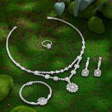 Dubai Luxury Color Bridal Necklace Set For Women Cubic Zirconia Wedding Jewelry Sets Brides Accessories Jewellery