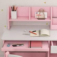 ZONEKIZ Kids Desk And Chair Set With Storage, For Ages 5-8 Years, 2 Piece Children Table And Chair Set - 粉色 - 查看 8