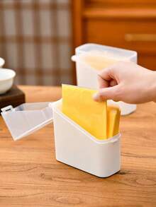 1PC Cheese Slice Storage Container, Plastic Cheese Slice Holder Tea Bag Organizer Box Sealed Food Storage Box Container, Refrigerator, Home Kitchen - Ideal For Plastic Storage Box With Lid, Travel And Kitchen - Multicolor - View 1