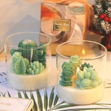 1pc Handcrafted Candle With Simulated Succulent, Infused With Aromatherapy For A Romantic Home Ambiance. This Lovely Wholesale Decoration Also Makes A Perfect Handcrafted Gift,Jar Candle,Candle,Candles,Gift,Gifts,Home Decor,Wedding, Wedding Decor,Birthday Decorations,Birthday Candle, Ornaments, Decorations, Graduation