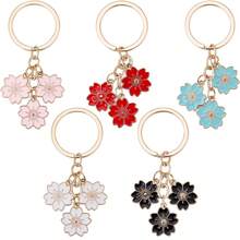 1pc Flower Charm Keychain Key Ring Bag Accessory Car Pendant Phone Ornament Valentines Key Chain Charms Car Accessories Women Cute Keychain - White - View 11