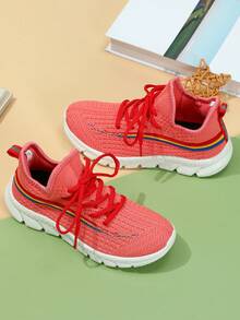 Lightweight And Breathable Multicolor Foot Protective Shoes For Outdoor Dancing, Fitness And Jogging With Easy Slip-On And Soft Comfortable Breathable Travel Walking Sports School Shoes With Wide Lace-Up Sports Shoes. - Multicolor - View 3