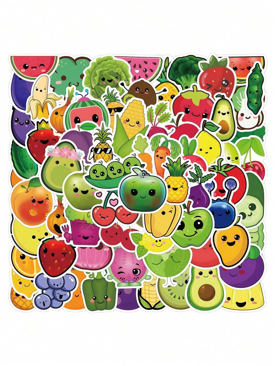 Finego 120 Pcs Hey Bear Sensory Fruit Stickers Decals Waterproof Vinyl For Fruit Party Decorations For Phone Skateboard Laptop Stickers, Bulk Sticker Packs For Boys Girls Teens Adults - Multicolor - View 1