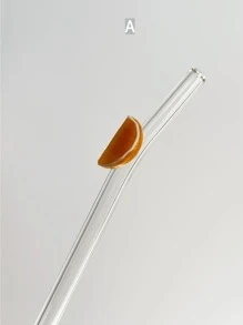 1 件耐热玻璃吸管，印有橙子、柠檬、草莓和樱桃图案，弧形玻璃吸管，适用于冷饮、奶茶、果汁、夏季饮料、厨房、圣诞礼物、学校用品等的隔热保护 - 玻璃吸管 - 查看 8