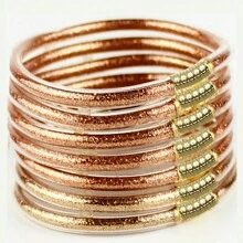 7 件套时尚防水沙滩派对手镯女士闪亮柔软硅胶手链 - 彩色 - 查看 14