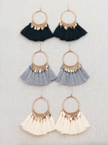 TopHanqi 3pairs Tassel Decor Earrings