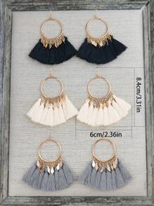 TopHanqi 3pairs Tassel Decor Earrings
