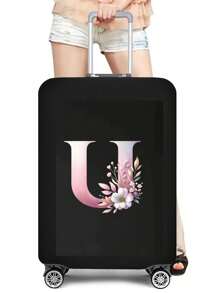 1 PC Letter Printed Suitcase Cover, Strong Elastic Suitcase Cover, Suitcase Protective Cover, Suitcase Dust Cover, Storage Suitcase Cover, Trolley Suitcase Cover Luggage Covers Suitcase Protective Cover For Holiday For Vacation  Travel Essentials Travel Accessories Bag For School School Accessories School Stuff