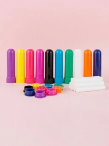 12pcs Essential Oil Inhaler Tubes Plastic Aromatherapy Portable 5ml White Empty Nasal Inhaler Tubes With Wick  Travel Accessories Mixed Color - Multicolor - View 1