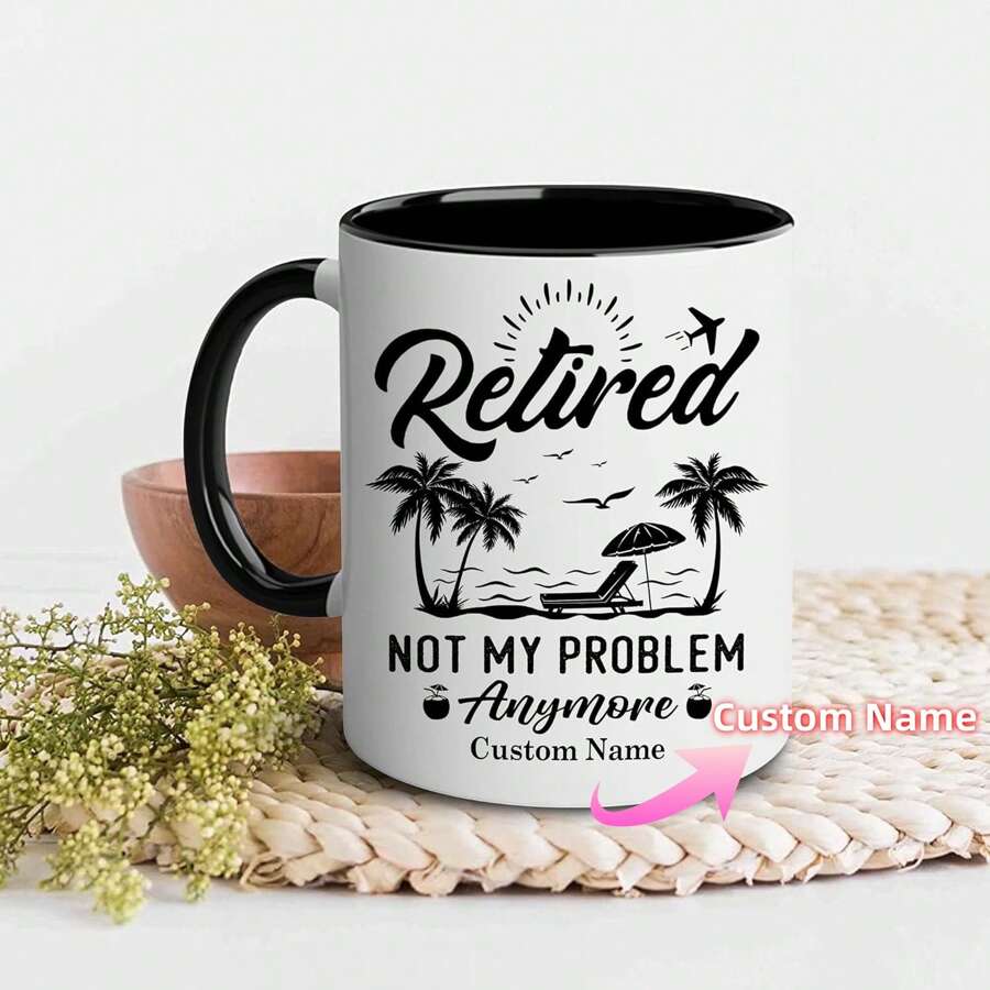 1 pieza Taza con diseño personalizado del nombre de jubilación, taza de texto personalizado, taza de café personalizada, taza de familia personalizada, crea tu propia taza, taza personalizada con nombre para café, regalo de recuerdo de jubilación, regalo para mejor amigo, regalo de jubilación para mamá/papá/abuelo/colega/amigo