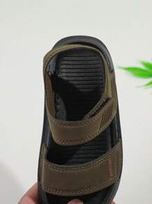 Boys' Casual Flat Anti-Slip Sports Sandals, Color Blocking Stitching Craft Beach Shoes Suitable For Summer - Coffee Brown - View 9