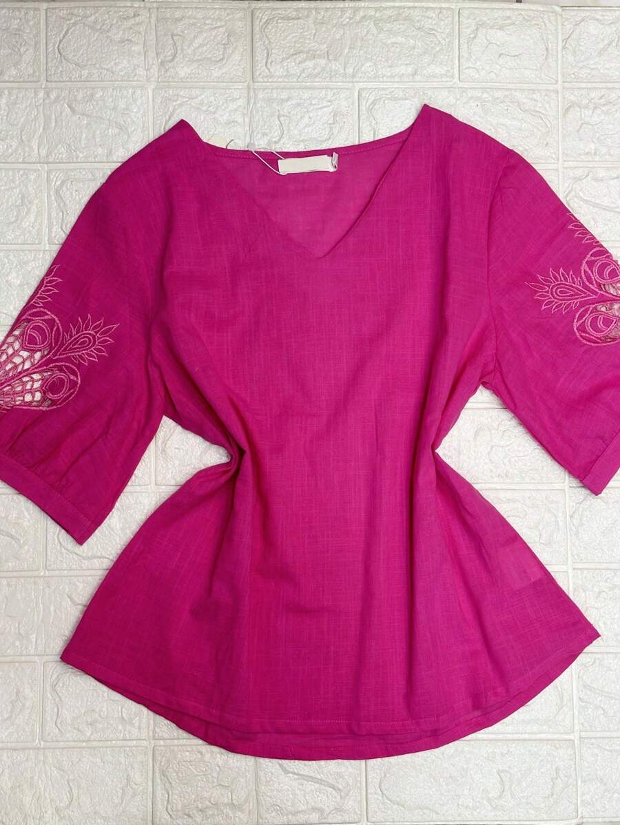 Women Tops - 玫紅色 - 查看 1