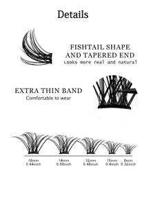 Hinarin 120 件 DIY 睫毛延长套装 睫毛簇 带粘合和密封镊子套装 单根睫毛 D 卷翘蓬松睫毛簇（10 排 8-16 毫米混合）睫毛簇套装、睫毛、睫毛、假睫毛 - 黑色 - 查看 7