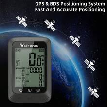 Computadora de bicicleta GPS de WEST BIKING, rastreador de odómetro y velocímetro inalámbrico con pantalla FSTN resistente al agua para bicicletas de carretera MTB - Negro - Ver 2