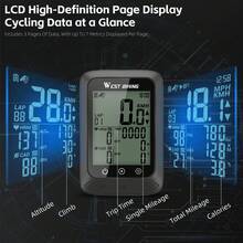 Computadora de bicicleta GPS de WEST BIKING, rastreador de odómetro y velocímetro inalámbrico con pantalla FSTN resistente al agua para bicicletas de carretera MTB - Negro - Ver 6