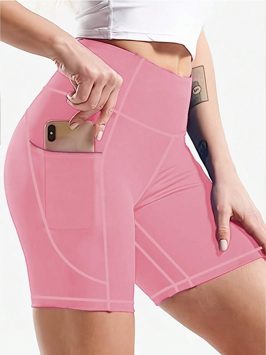 Pantalones cortos deportivos de talla grande, mallas de yoga de cintura alta para mujeres, pantalones de compresión, pantalones cortos para correr de ajuste ceñido, licras recortadas de unicolor