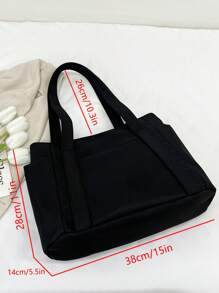 Fashionable Solid Color Minimalist Casual Large Capacity Tote Bag, Women's Shoulder Bag, Accessories Not Included