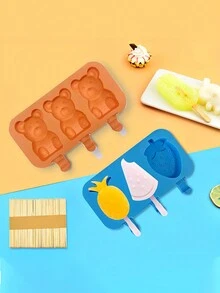 手工DIY冰淇淋模具帶蓋，矽膠材質，冰棒冰棒製作工具現貨供應，多種彩色選擇，冰塊、派對、旅行、婚禮、生日、畢業、單身派對、廚房、廚房用品、收納、裝飾、戶外適用。 - 均碼 - 查看 5