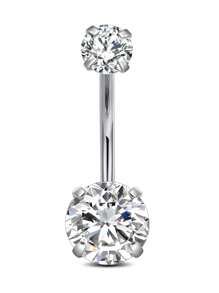 CIZME 1 件 14G 肚脐环不锈钢圆形方晶锆石肚脐杠铃耳钉身体穿孔，14G 肚脐环不锈钢圆形方晶锆石肚脐杠铃肚脐环女士 6/8/10/12 毫米 - Cubic Zirconia - 查看 15