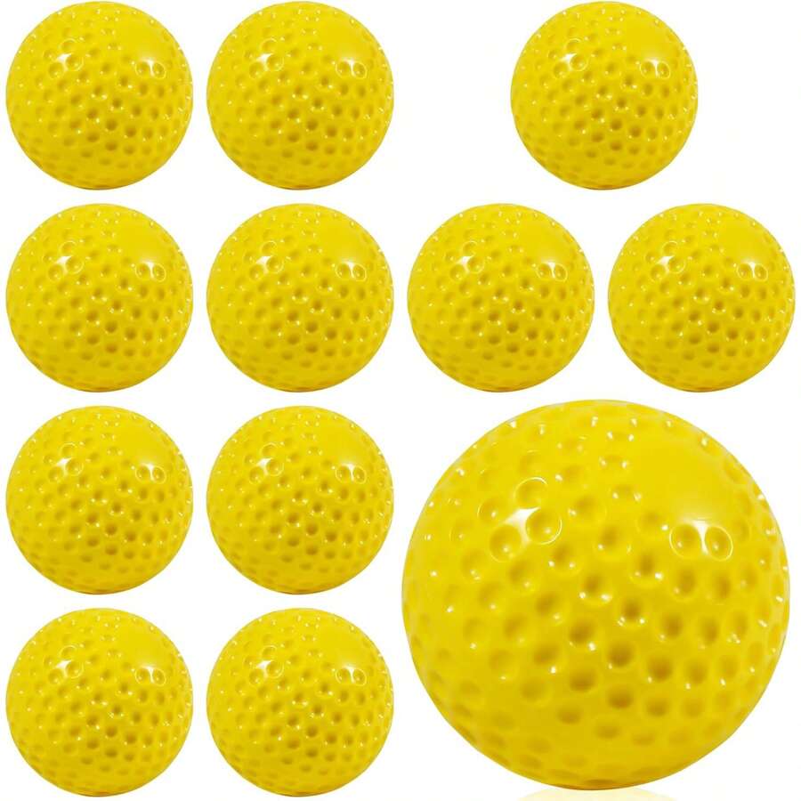 Softballs 12 Pack Yellow Dimpled Softballs, 12Inch Pitching Machine