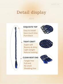 5 Pieces Black Grey Jacque Clip Braid Chemical Fiber Hair Extensions Suitable For Women Holidays And Daily Wear Clip Hair Braid Hair Extensions Accessories High Temperature Silk Chemical Fiber Extension For Christmas New Year Carnival Music Festival Use - Multicolor - View 6