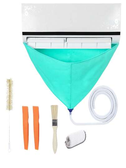 Leakproof Air Conditioner Cleaning Kit With Drain - Complete Set Of Tools, Home Air Conditioning Cleaning Cover, Reusable Double-Layer Thickened Water Bag(Spatula Random Shipmentwithout Logo And With Logo)
