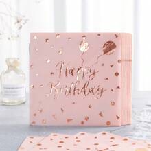 金箔“生日快乐”一次性餐巾，玫瑰金箔“生日快乐”一次性纸巾，生日礼物，婚礼派对装饰餐巾，适用于派对和庆祝活动 - 彩色 - 查看 16
