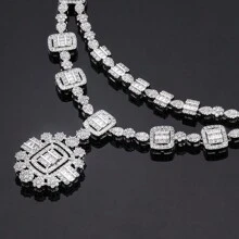 Dubai Luxury Color Bridal Necklace Set For Women Cubic Zirconia Wedding Jewelry Sets Brides Accessories Jewellery