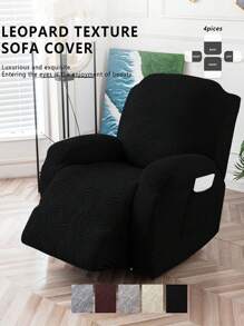 4 cái/bộ Vỏ bọc ghế tựa co giãn Tấm bọc sofa, Vỏ bọc ghế sofa cho ghế ngả lưng 1 chỗ ngồi, Tấm bảo vệ nội thất có thể giặt được với đáy đàn hồi - màu đen - Xem 1