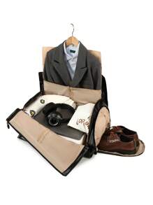 便攜式折疊旅行袋，男女裝衣袋，戶外鍛煉袋，多功能過夜旅行攜帶袋，可轉換旅行袋，男女兩用短途旅行包，2合1掛衣手提行李箱，商務旅行包 - 黑色 - 查看 7