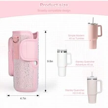 1pc High-Capacity Diving Material 40oz Insulated Cup Sleeve With Rhinestone Decoration, Adjustable Multi-Functional Cup Sleeve For Outdoor Activities Water Bottle