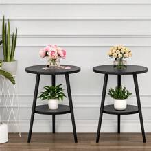 2-Tier Side Table Round Bedside Table White Nightstand Modern End Table Coffee End Table For Living Room, Bedroom Easy Assembly