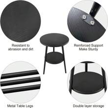 2-Tier Side Table Round Bedside Table White Nightstand Modern End Table Coffee End Table For Living Room, Bedroom Easy Assembly