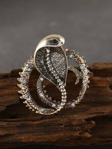 1件波西米亚风格水钻蛇形女士胸针 - 金黃色 - 查看 1