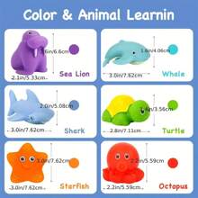 6pcs Soft Rubber Animals, Bath Toys, Ocean Animals Bathtub Shower Toys, Bathtub Toys Water Spray Color Changing Floating Ocean Animals, Swimming Toys Halloween Christmas Gifts