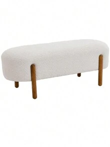LIVINGANDHOME Living And Home Contemporary Upholstered Bench - Beige - View 10