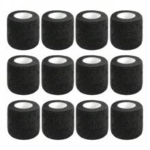 12packs Self Adhesive Bandage Wrap,2 Inches 5 Yards Black Wrap Breathable Flexible Stretchy Cohesive Bandage For First Aid, Sprains Protection Gym Gym Accessories Bandages Sports Tape