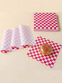 200 Hojas 30x30 Papel Grado Alimenticio Encerado Cuadros,Hojas de papel de horneado a prueba de grasa, Papel para hornear a cuadros en blanco y Rojo, forros absorbentes de aceite y a prueba de aceite para bandejas, papel de envolver desechable para sándwich, bola de arroz y bandeja de alimentos, forros de freidora de aire de cocina, papel para freidora de aire, forro de airefryer