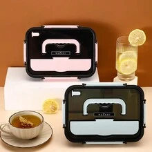 1/2入組可微波便當盒，高容量可重複使用3個分隔格食物容器，防漏且食品安全，戶外釣魚露營家庭廚房配件，適合成人和兒童 - 藍色 - 查看 7