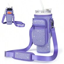 1pc High-Capacity Diving Material 40oz Insulated Cup Sleeve With Rhinestone Decoration, Adjustable Multi-Functional Cup Sleeve For Outdoor Activities Water Bottle