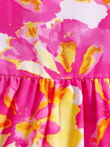 Girls' Soft & Comfortable Loose Fit Printed Sleeveless Dress, Fashionable & Minimalist, Summer - Pink - View 5