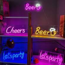 1入LED亞克力霓虹燈台上夜燈,電池/USB供電霓虹招牌,浪漫派對氛圍家居房間裝飾 - 亞克力板霓虹燈 - 查看 3