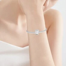 Silver Plated Charm Pink Love Coffee Cup Silver Cubic Zirconia Series Charm Bead Is Suitable For Diy Female Bracelet Cubic Zirconia Pendants