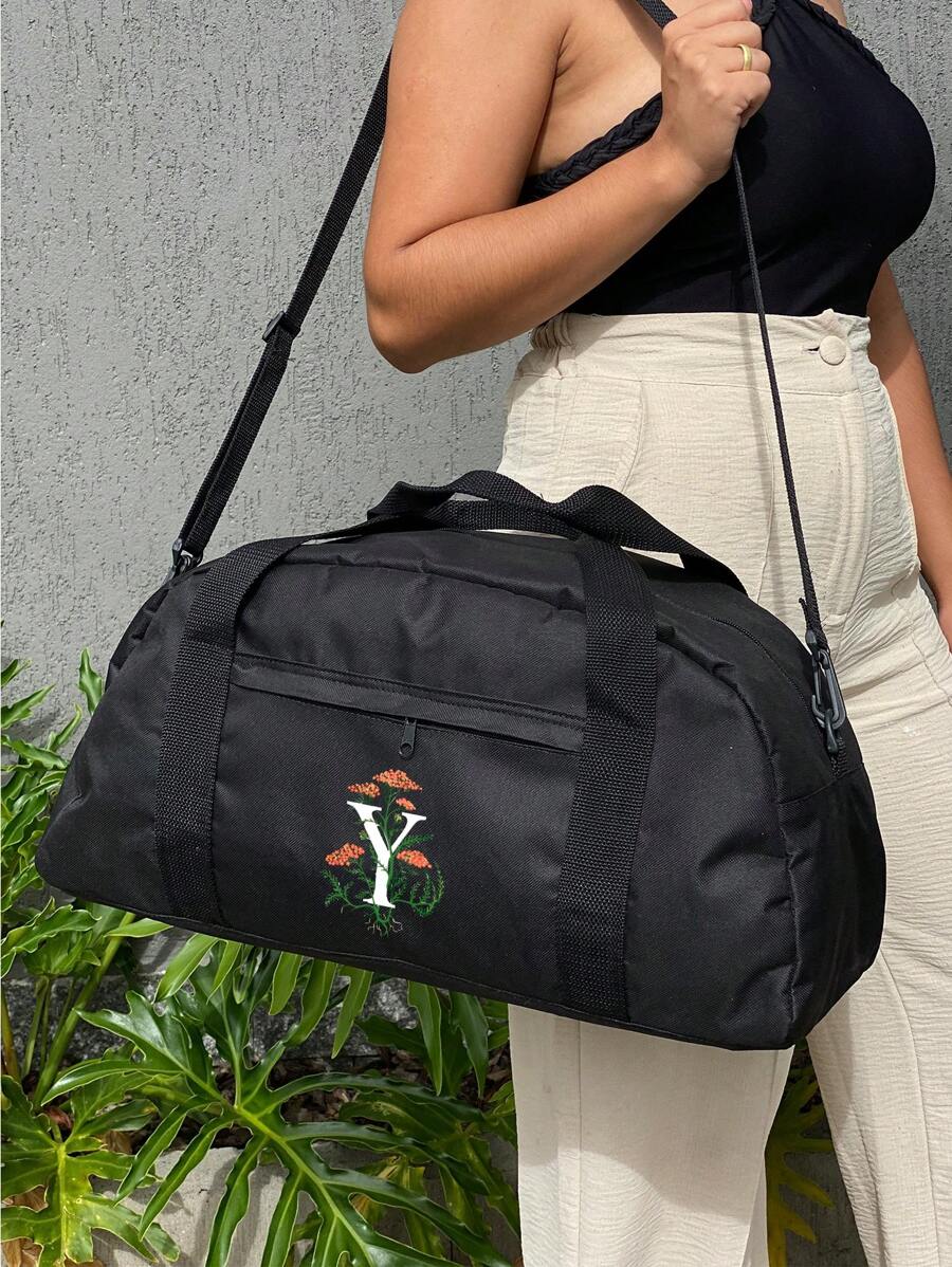 Mala Grande - LETRA Y - Estampada Academia Viagem Mala Masculina Feminina Unissex Resistente Fitness - Preto - Visão 1