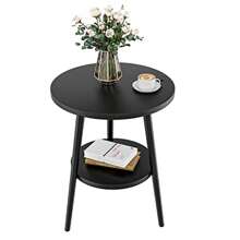 2-Tier Side Table Round Bedside Table White Nightstand Modern End Table Coffee End Table For Living Room, Bedroom Easy Assembly