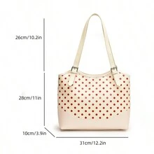 Polka Dot Handbag Shoulder Bag Large Capacity Work Bag - White - View 11