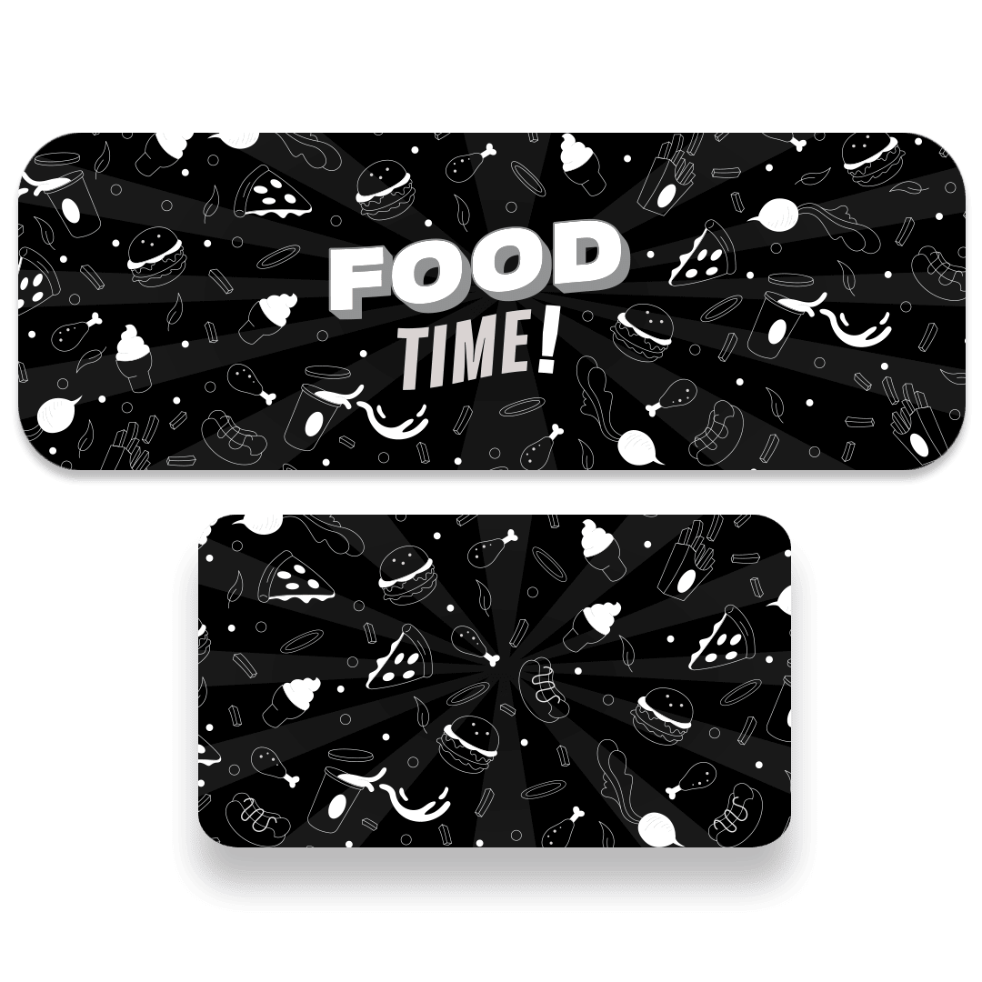 Jogo de Tapetes de Cozinha Decorativo Food Time - Preto - Visão 1